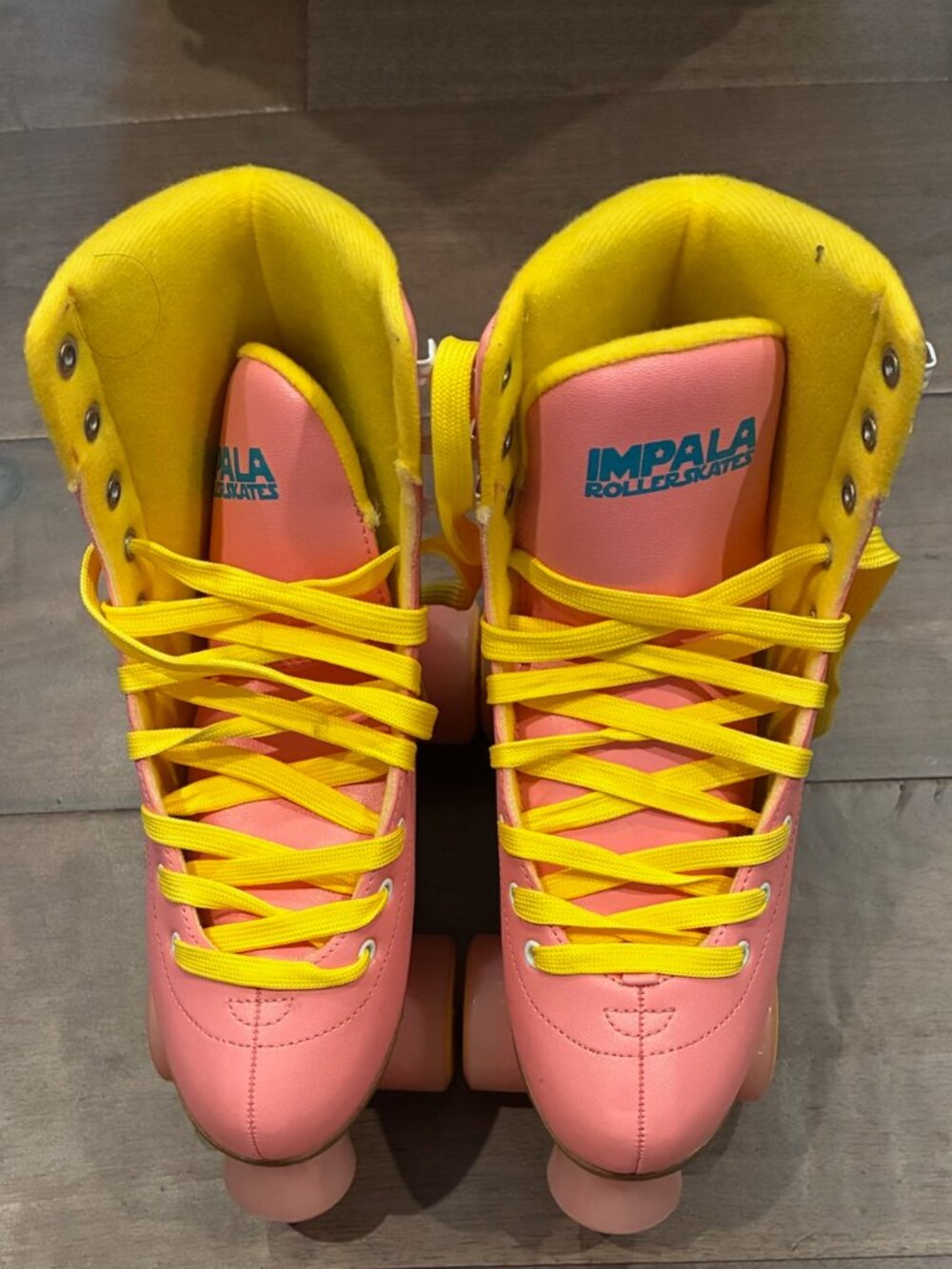 Impala Quad Roller Skates Pink Yellow Size Women's 6, New Worn Once with Box